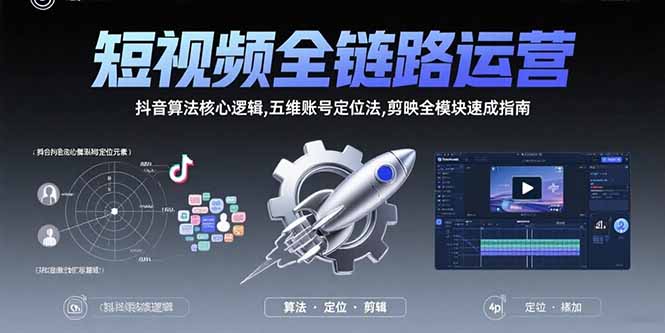 短视频全链路运营：抖音算法核心逻辑,五维账号定位法,剪映全模块速成指南-HEIXXXMI