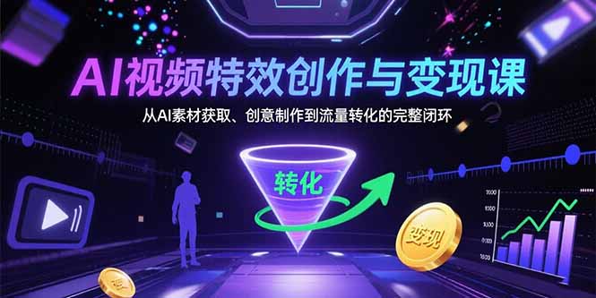 AI视频特效创作与变现课：从AI素材获取、创意制作到流量转化的完整闭环-HEIXXXMI