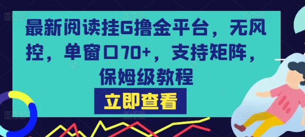 最新阅读挂G撸金平台，无风控，单窗口70+，支持矩阵，保姆级教程【揭秘】-HEIXXXMI