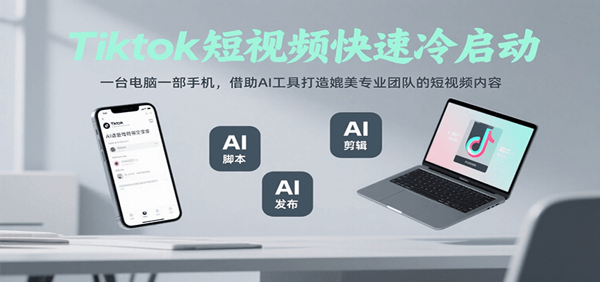 Tiktok短视频快速冷启动，一台电脑一部手机，借助AI工具打造媲美专业团队的短视频内容-HEIXXXMI