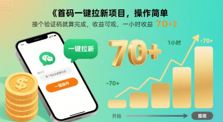 首码一键拉新项目，操作简单，接个验证码就算完成，收益可观， 一小时收益70+【揭秘】-HEIXXXMI