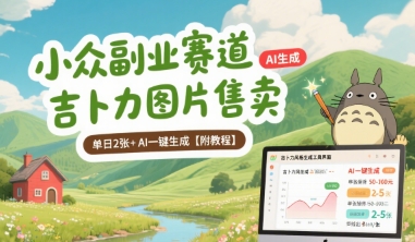 小众副业赛道 吉卜力图片售卖 单日2张+ AI一键生成【附教程】-HEIXXXMI