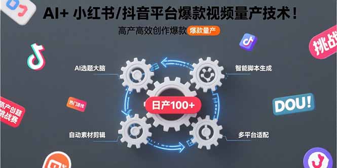 AI+小红书/抖音平台爆款视频量产技术：高产高效创作爆款视频！-HEIXXXMI