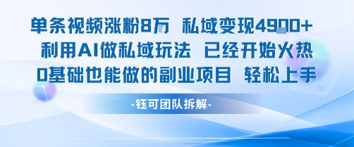 单条视频私域变现4.9k+利用AI做私域玩法 已经开始火热0基础也能做的副业项目轻松上手-HEIXXXMI
