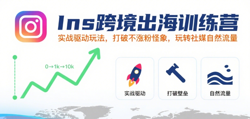 Ins跨境出海训练营，实战驱动玩法，打破不涨粉怪象，玩转社媒自然流量-HEIXXXMI