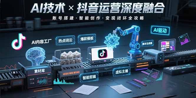 AI技术与抖音运营的深度融合应用：涵盖账号搭建、内容创作、收益变现等-HEIXXXMI