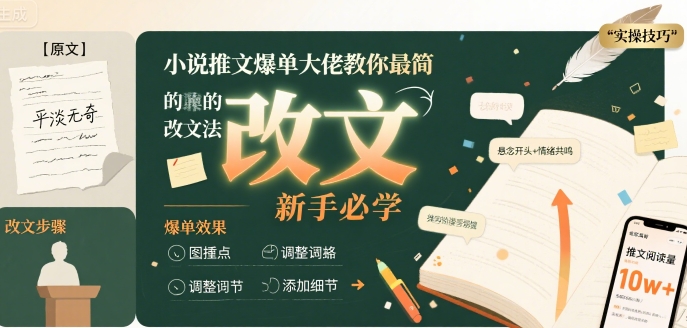 小说推文爆单大佬教你最简单的改文方法实操课，新手必学-HEIXXXMI