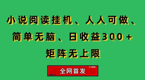 小说挂G阅读，人人可做，简单无脑，一天收益3张+矩阵无限上，全网首发【揭秘】-HEIXXXMI