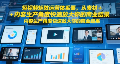 短视频矩阵运营体系课，从素材+内容生产角度快速放大你的商业结果-HEIXXXMI