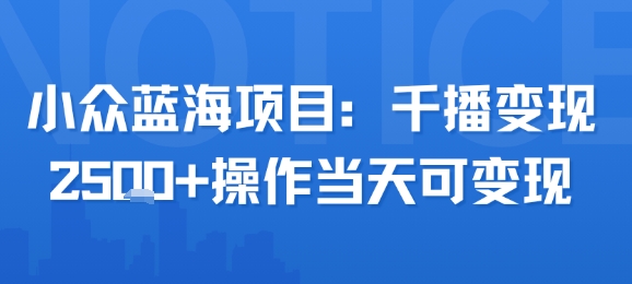 小众蓝海项目，千播变现2.5k+操作当天可变现-HEIXXXMI