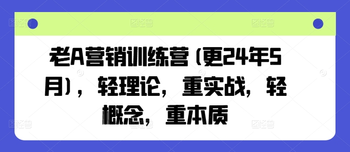 老A营销训练营(更25年7月)，轻理论，重实战，轻概念，重本质-HEIXXXMI