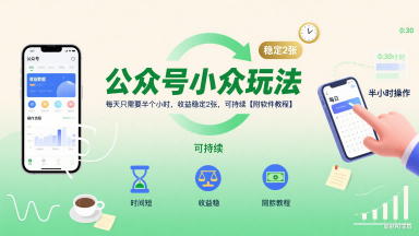 公众号小众玩法，每天只需要半个小时，收益稳定2张，可持续【附软件教程】-HEIXXXMI