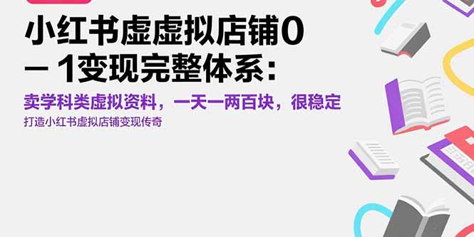 小红书虚拟店铺0-1变现完整体系：卖学科类虚拟资料，一天一两百块，很稳定-HEIXXXMI