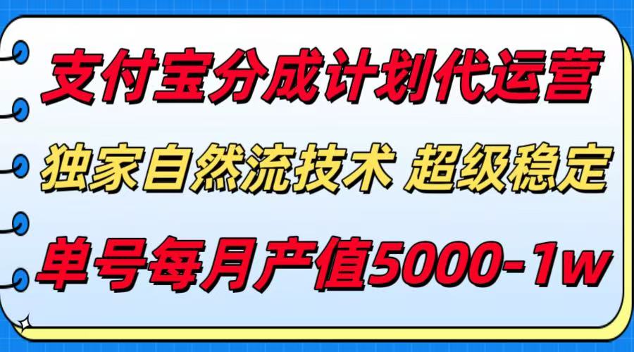 支付宝分成计划代运营，独家自然流技术，收益稳定，单号月产5000＋-HEIXXXMI
