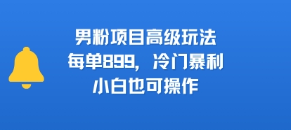 男粉项目高级玩法，每单899，冷门暴利，小白也可操作-HEIXXXMI