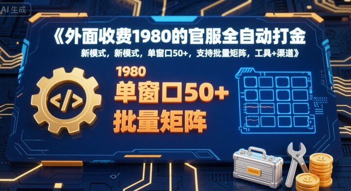 外面收费1980的官服全自动打金，新模式，单窗口50+，支持批量矩阵，工具+渠道【揭秘】-HEIXXXMI