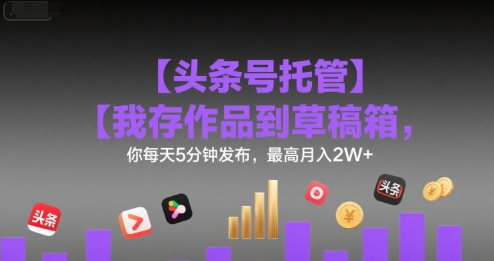【头条号托管 】我存作品到草稿箱，你每天5分钟发布，最高月入2W+【揭秘】-HEIXXXMI