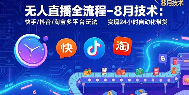 无人直播全流程-8月技术：快手/抖音/淘宝多平台玩法 实现24小时自动化带货-HEIXXXMI