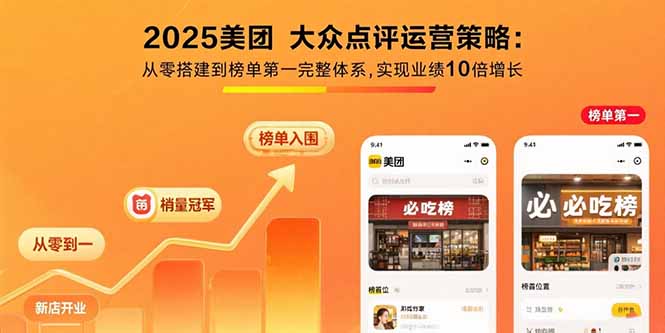 2025美团 大众点评运营策略:从零搭建到榜单第一完整体系,实现业绩10倍增长-HEIXXXMI