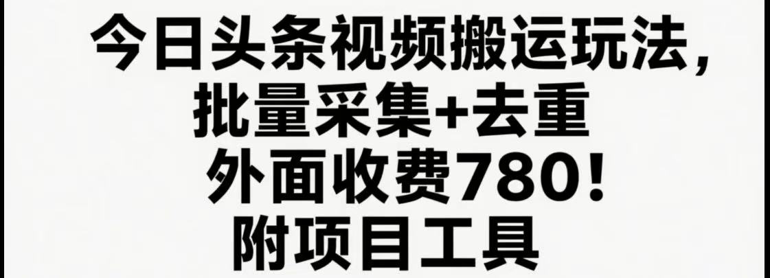 今日头条视频搬运玩法，软件一键去重，轻松日入500+附项目工具-HEIXXXMI