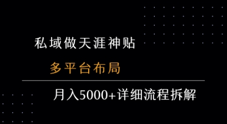 私域做天涯神贴 多平台布局 月入5k+详细流程拆解-HEIXXXMI