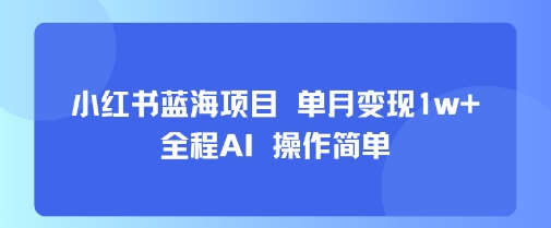 小红书蓝海项目 单月变现1w+ 全程AI 操作简单-HEIXXXMI