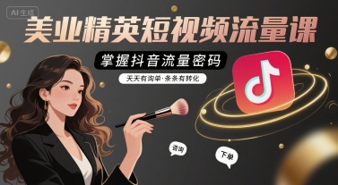 美业精英短视频流量课，掌握抖音流量密码，天天有询单，条条有转化-HEIXXXMI