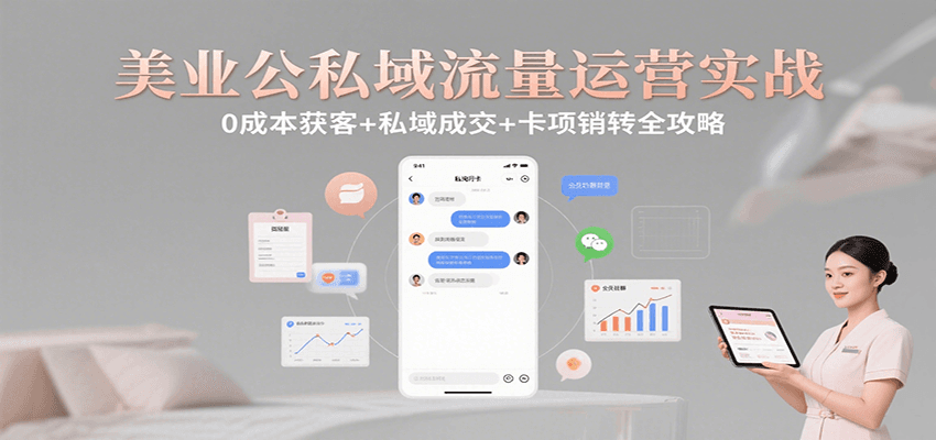 美业公私域流量运营实战：0成本获客+私域成交+卡项销转全攻略-HEIXXXMI