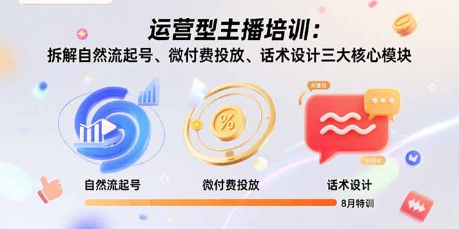 运营型主播培训：拆解自然流起号、微付费投放、话术设计三大核心模块-8月-HEIXXXMI