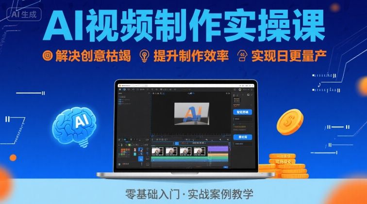 Ai视频制作实操课，解决创意枯竭、效率低下痛点，实现日更量产可持续变现-HEIXXXMI