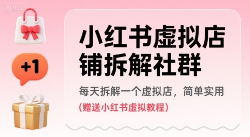 小红书虚拟店铺拆解社群，每天拆解一个虚拟店，简单实用(赠送小红书虚拟教程)-HEIXXXMI