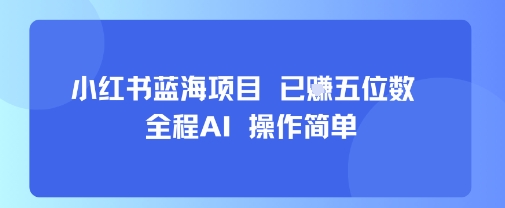 小红书蓝海项目，全程AI，操作简单，已挣五位数-HEIXXXMI