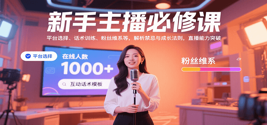 新手主播必修课：平台选择、话术训练、粉丝维系等，解析禁忌与成长法则，突破直播能力-HEIXXXMI