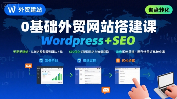 WordPress外贸建站+SEO优化课程，手把手教你从0到1搭建可获得询盘的外贸网站-HEIXXXMI