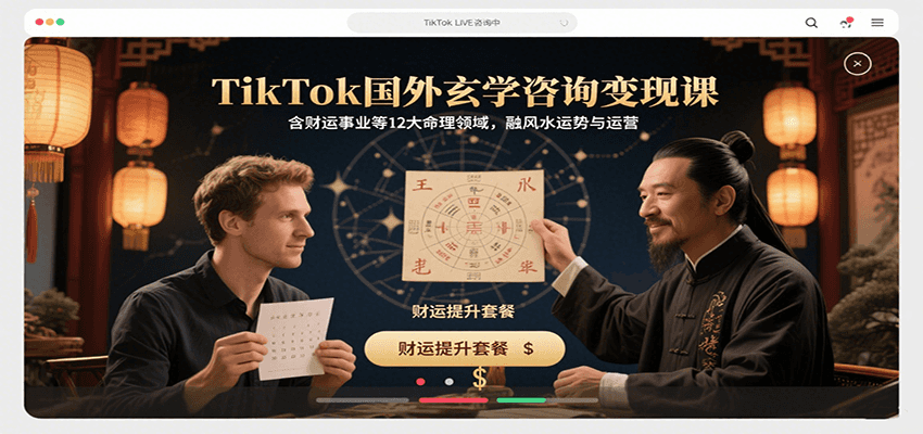 TikTok国外玄学咨询变现课，含财运事业等12大命理领域，融风水运势与运营-HEIXXXMI