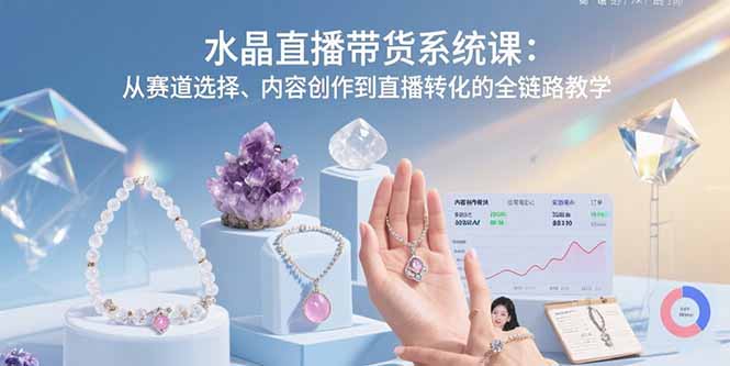 水晶直播带货系统课：从赛道选择、内容创作到直播转化的全链路教学-HEIXXXMI