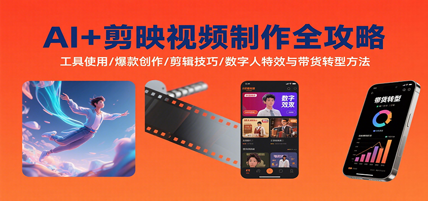 AI+剪映视频制作全攻略：工具使用/爆款创作/剪辑技巧/数字人特效与带货转型方法-HEIXXXMI