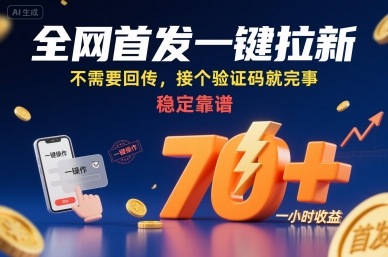 全网首发一键拉新项目，不需要回传，接个验证码就完事，稳定靠谱，一小时收益70+【揭秘】-HEIXXXMI