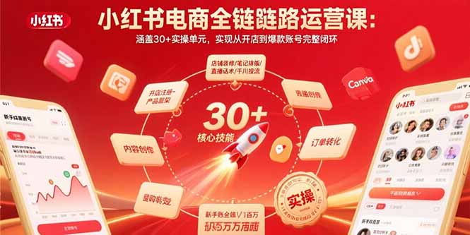 小红书电商全链路运营课：涵盖30+实操单元，实现从开店到爆款账号完整闭环-HEIXXXMI