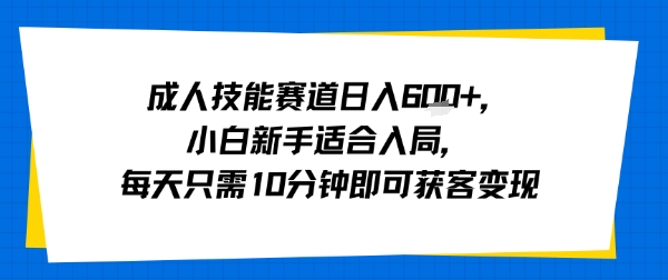 成人技能赛道日入多张，小白新手适合入局，每天只需10分钟即可获客变现-HEIXXXMI