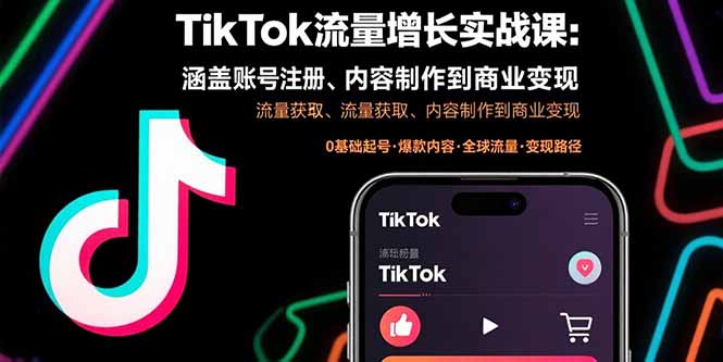 TikTok流量增长实战课：涵盖账号注册、流量获取、内容制作到商业变现-HEIXXXMI