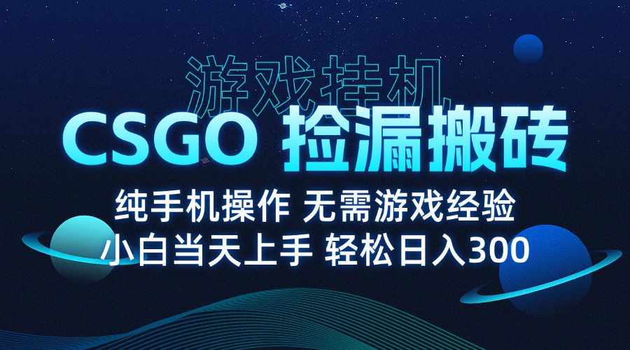 8月最新游戏搬砖，CSGO纯挂机，不需要玩游戏，实现真挂机，月入1W+-HEIXXXMI
