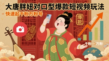 大唐胖妞对口型爆款短视频玩法，快速起千粉万粉号-HEIXXXMI