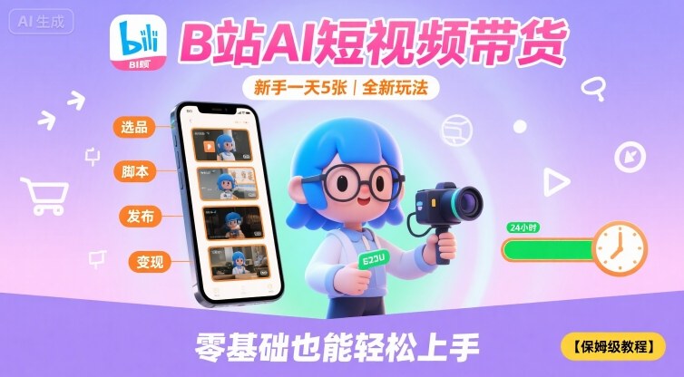 B站AI短视频带货，新手一天5张，全新玩法【保姆级教程】-HEIXXXMI