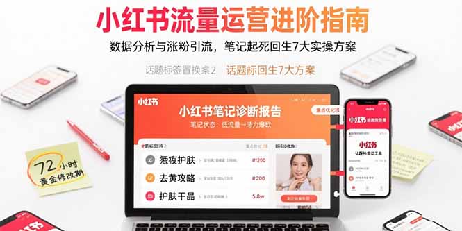 小红书流量运营进阶指南，数据分析与涨粉引流，笔记起死回生7大实操方案-HEIXXXMI