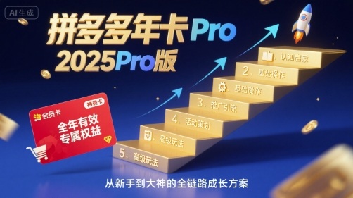 拼多多年卡2025Pro版，五大板块从认知到基础、从推广到活动、从活动到玩法-HEIXXXMI