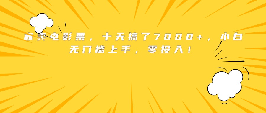 靠卖电影票，十天搞了7000+，小白无门槛上手，零投入！-HEIXXXMI