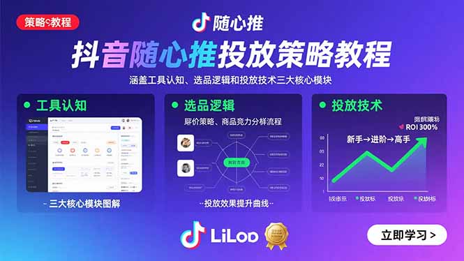 抖音随心推投放策略教程：涵盖工具认知、选品逻辑和投放技术三大核心模块-HEIXXXMI
