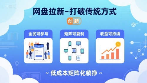 网盘拉新-打破传统方式，低成本矩阵化躺挣，全民可参与、矩阵可复制、收益可持续【揭秘】-HEIXXXMI