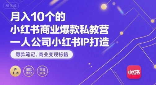 月入10个的小红书商业爆款私教营，一人公司小红书IP打造，爆款笔记，商业变现秘籍-HEIXXXMI